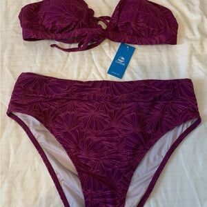 Cupshe Burgundy Floral Bikini Set